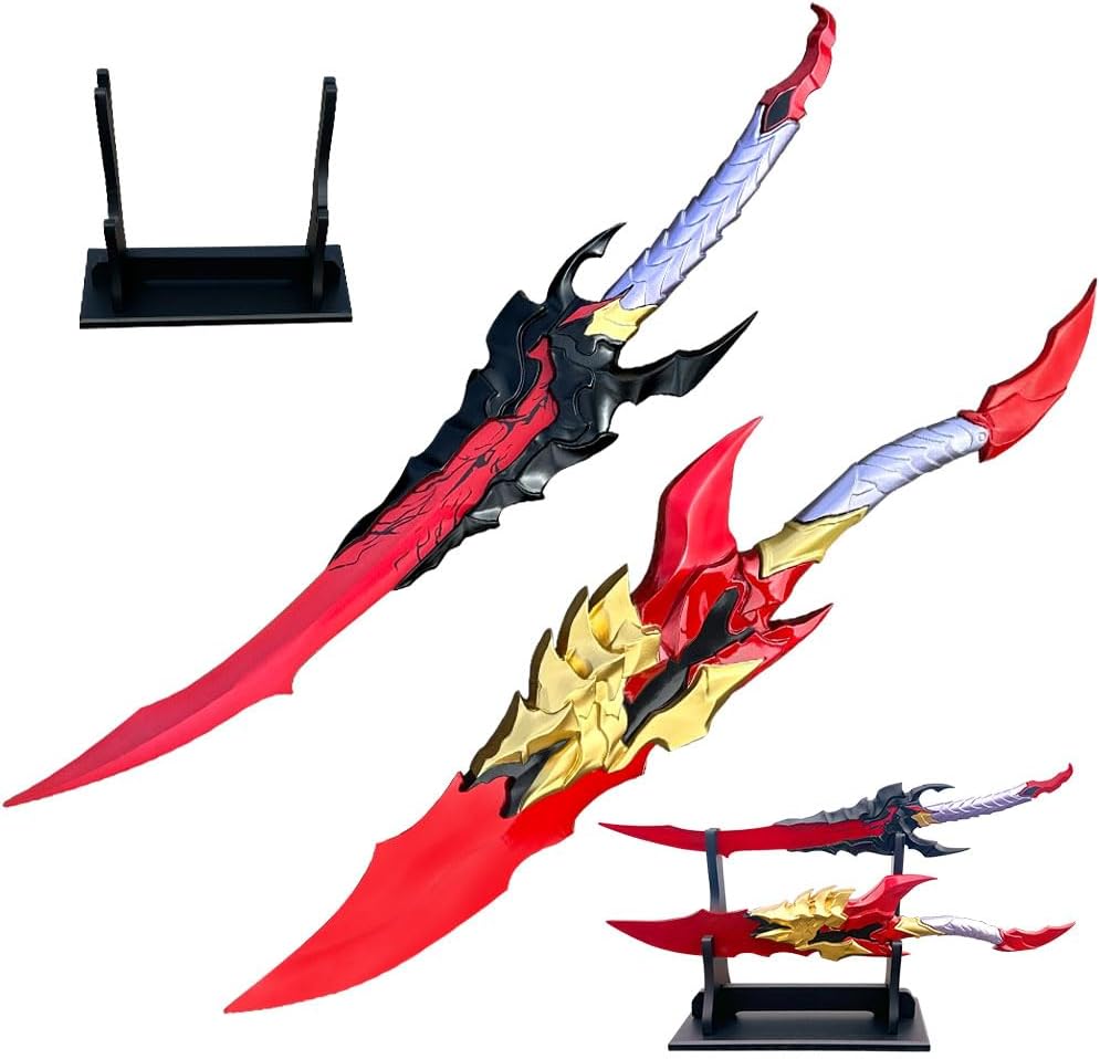 24" Sword 2 Pcs Set - All Metal 1:1 Replica Weapon with Display Stand