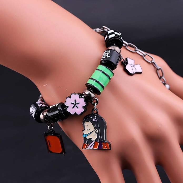 Anime Slayer Beaded Bracelets Set – Tanjiro, Nezuko & Zenitsu Jewelry