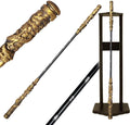 67-Inch Handcrafted Retractable Metal Staff -Inspired Gold-Banded Staff
