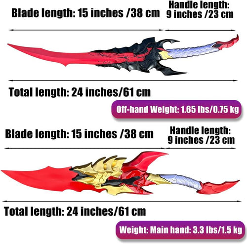 24" Sword 2 Pcs Set - All Metal 1:1 Replica Weapon with Display Stand