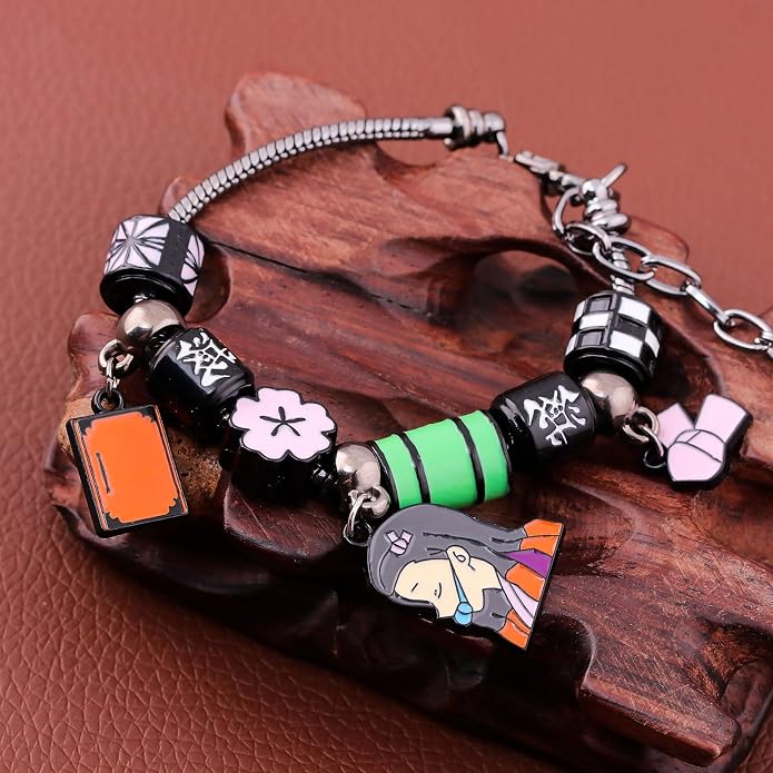 Anime Slayer Beaded Bracelets Set – Tanjiro, Nezuko & Zenitsu Jewelry