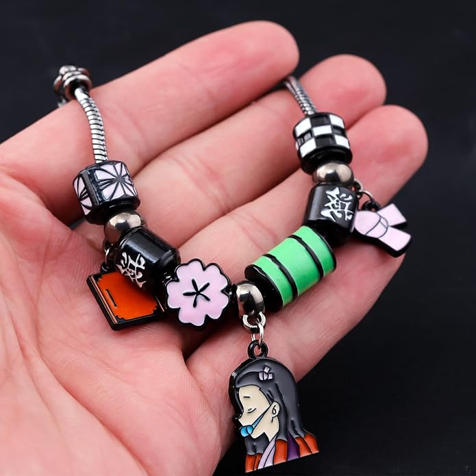 Anime Slayer Beaded Bracelets Set – Tanjiro, Nezuko & Zenitsu Jewelry