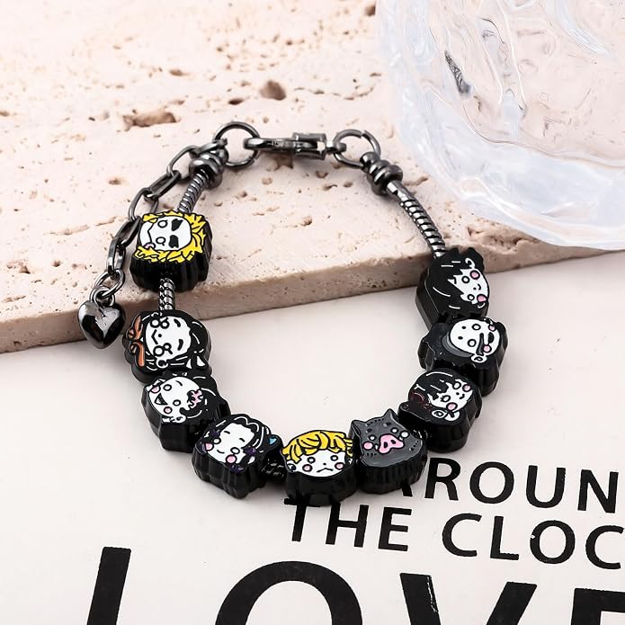 Anime Slayer Beaded Bracelets Set – Tanjiro, Nezuko & Zenitsu Jewelry