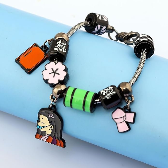 Anime Slayer Beaded Bracelets Set – Tanjiro, Nezuko & Zenitsu Jewelry