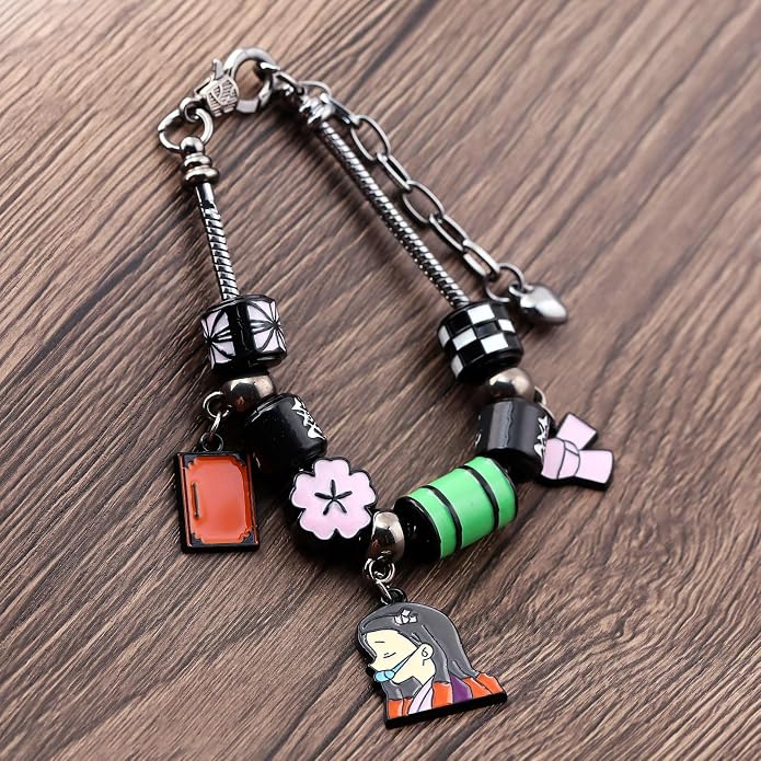 Anime Slayer Beaded Bracelets Set – Tanjiro, Nezuko & Zenitsu Jewelry